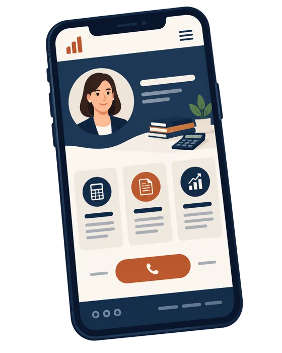 Illustration of a professional service website on a phone