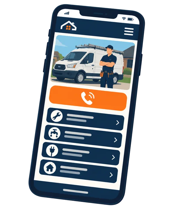Illustration of a local trade website on a phone